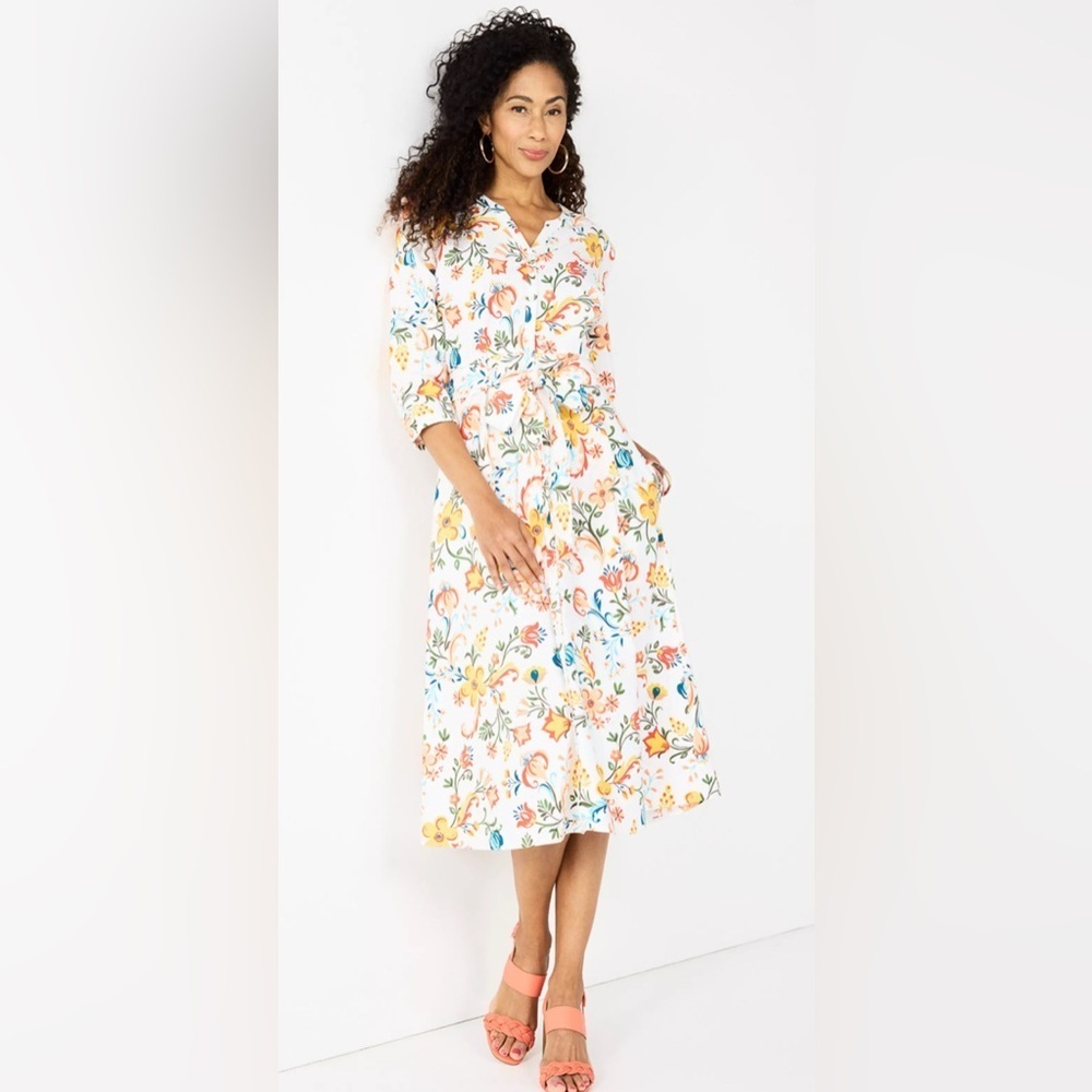 Floral Peasant Shirt Dress Size M